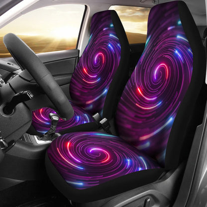 Vortex Twist Swirl Purple Neon Print Universal Fit Car Seat Covers
