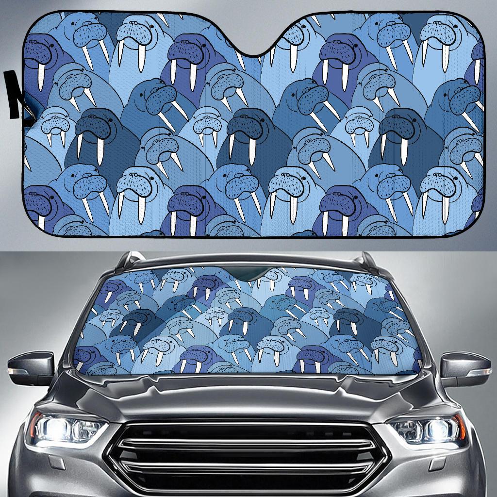 Walrus Pattern Print Design 01 Car Sun Shades-JORJUNE.COM