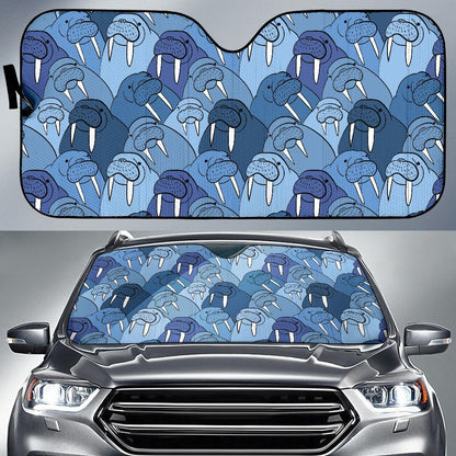 Walrus Pattern Print Design 01 Car Sun Shades-JORJUNE.COM
