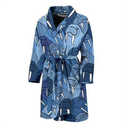 Walrus Pattern Print Design 01 Men Bathrobe-JORJUNE.COM