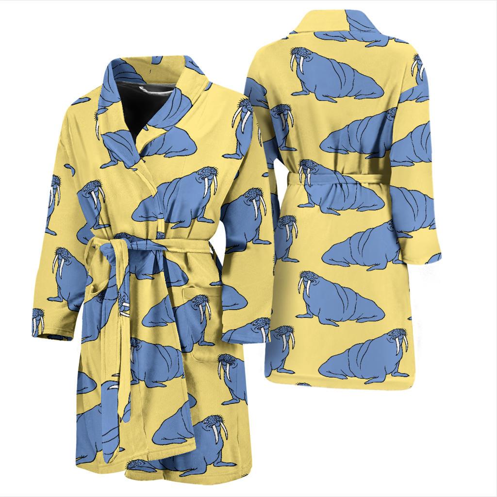 Walrus Pattern Print Design 02 Men Bathrobe-JORJUNE.COM