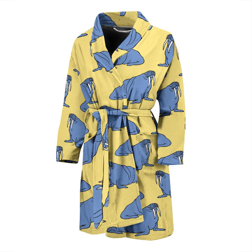 Walrus Pattern Print Design 02 Men Bathrobe-JORJUNE.COM
