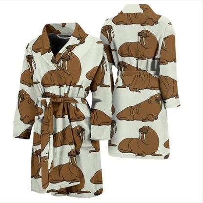 Walrus Pattern Print Design 03 Men Bathrobe-JORJUNE.COM