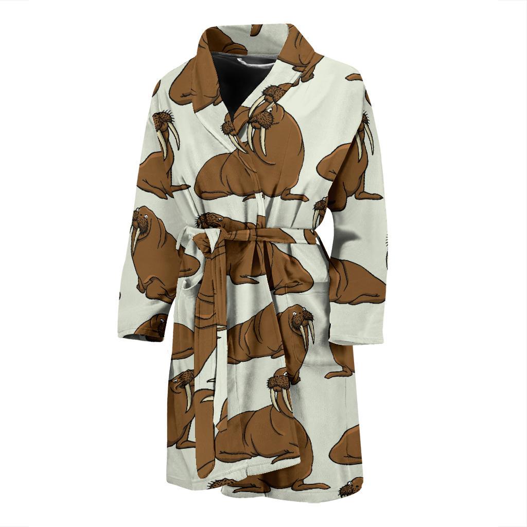 Walrus Pattern Print Design 03 Men Bathrobe-JORJUNE.COM