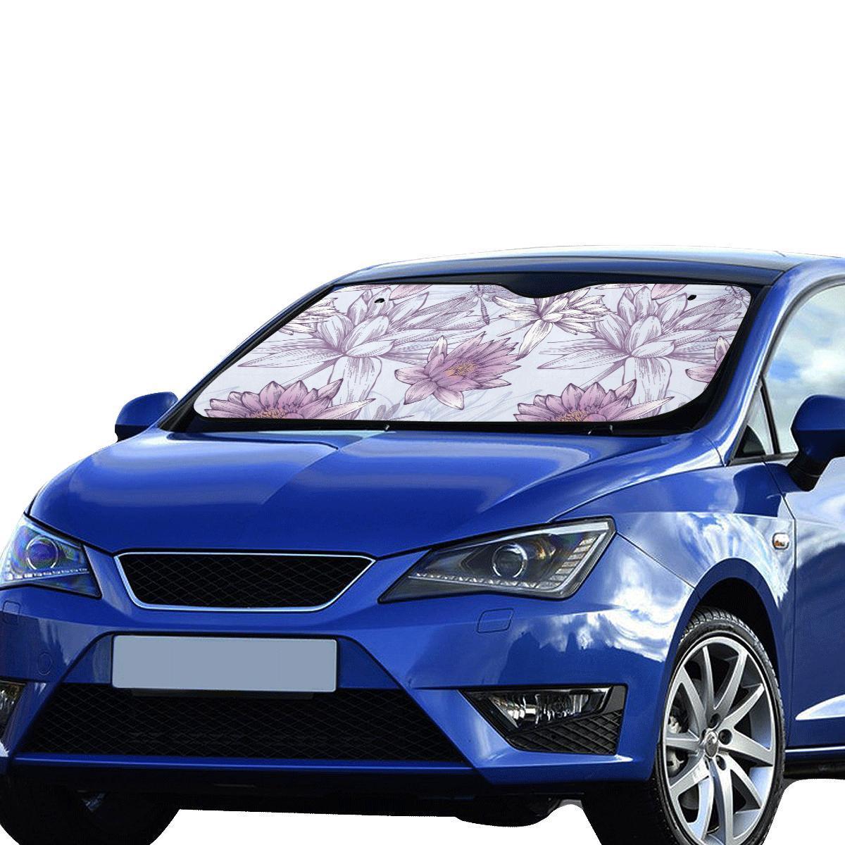 Water Lily Pattern Print Design WL01 Car Sun Shade-JorJune