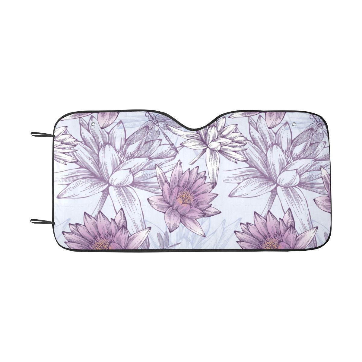 Water Lily Pattern Print Design WL01 Car Sun Shade-JorJune