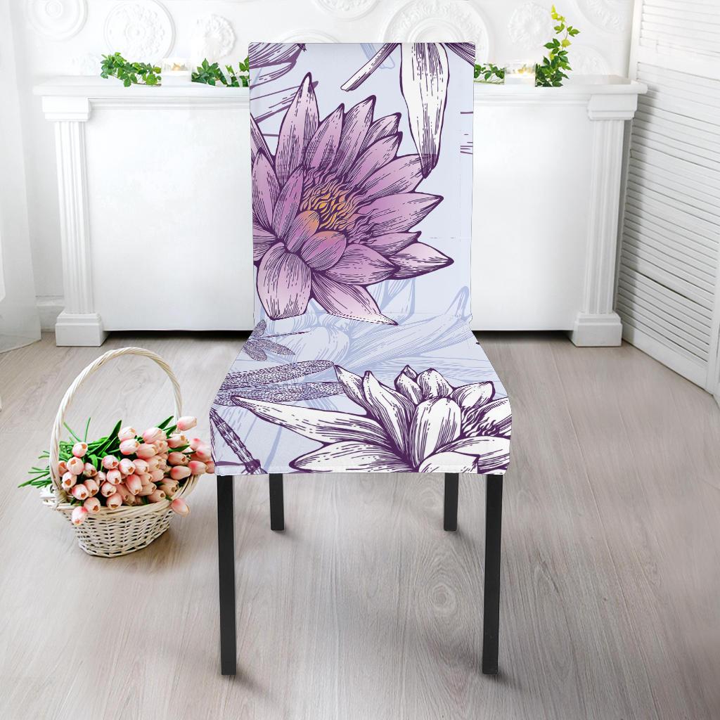 Water Lily Pattern Print Design WL01 Dining Chair Slipcover-JORJUNE.COM