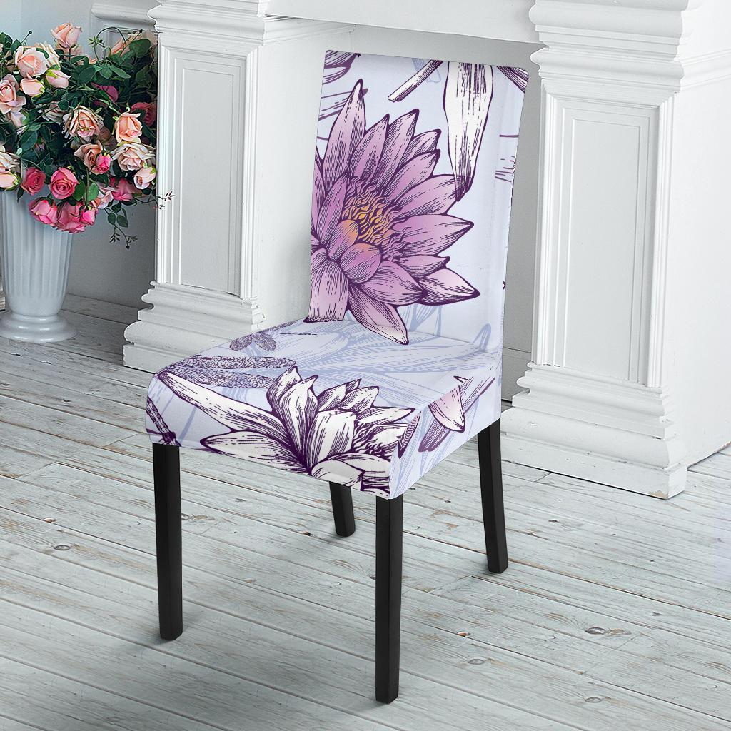 Water Lily Pattern Print Design WL01 Dining Chair Slipcover-JORJUNE.COM