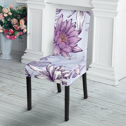 Water Lily Pattern Print Design WL01 Dining Chair Slipcover-JORJUNE.COM