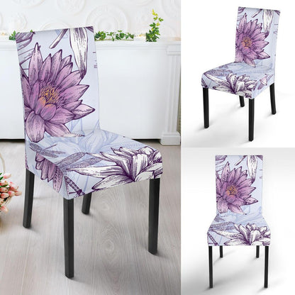 Water Lily Pattern Print Design WL01 Dining Chair Slipcover-JORJUNE.COM