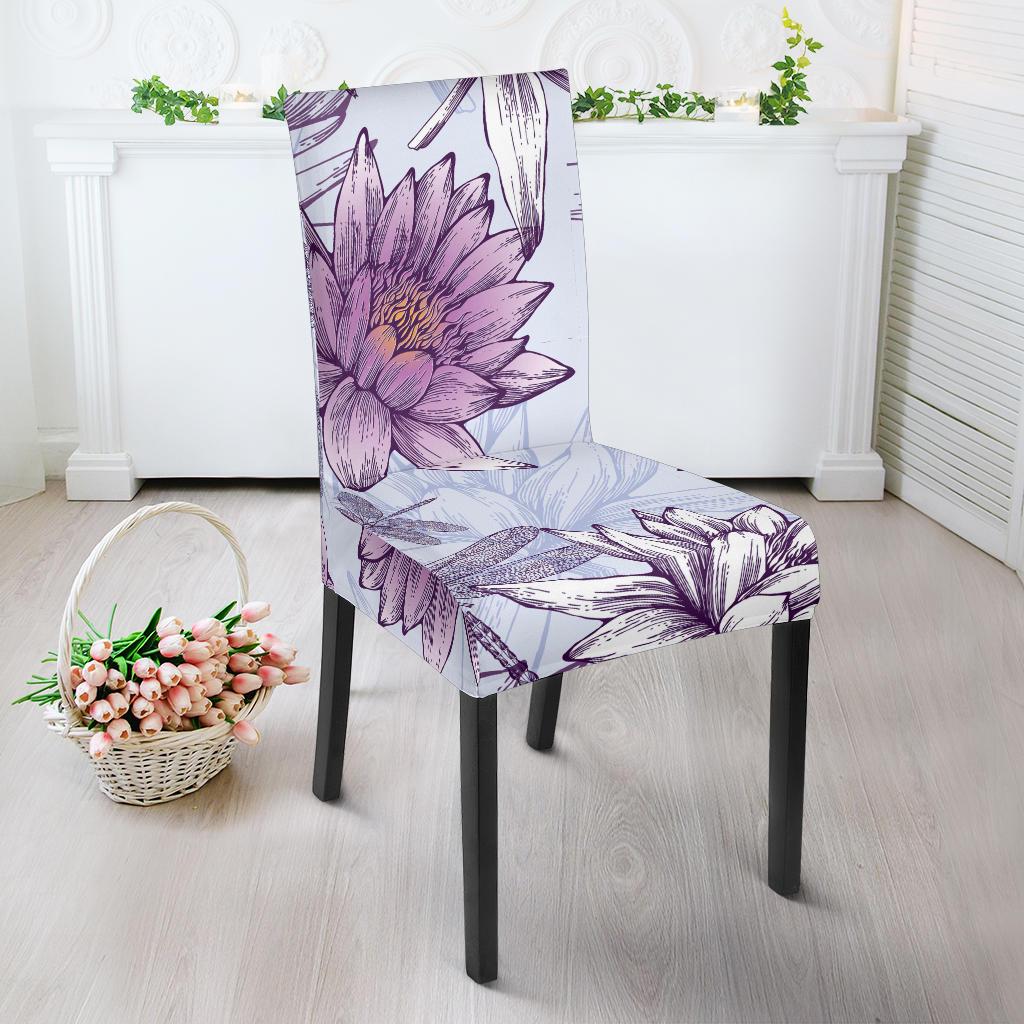 Water Lily Pattern Print Design WL01 Dining Chair Slipcover-JORJUNE.COM