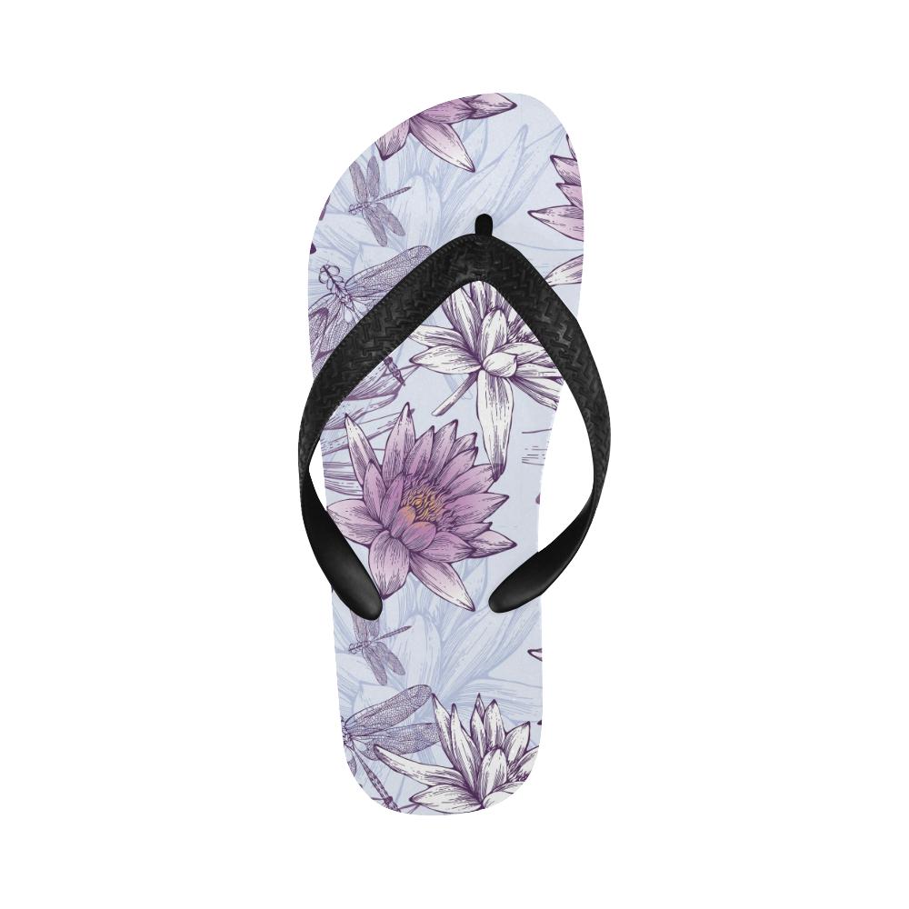 Water Lily Pattern Print Design WL01 Flip Flops-JorJune