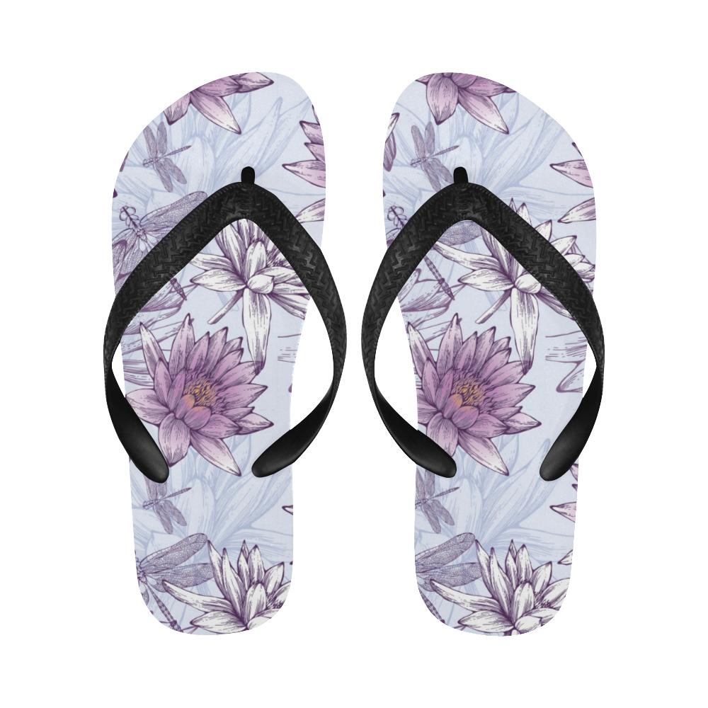 Water Lily Pattern Print Design WL01 Flip Flops-JorJune