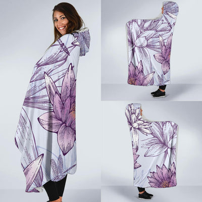 Water Lily Pattern Print Design WL01 Hooded Blanket-JORJUNE.COM