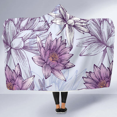 Water Lily Pattern Print Design WL01 Hooded Blanket-JORJUNE.COM