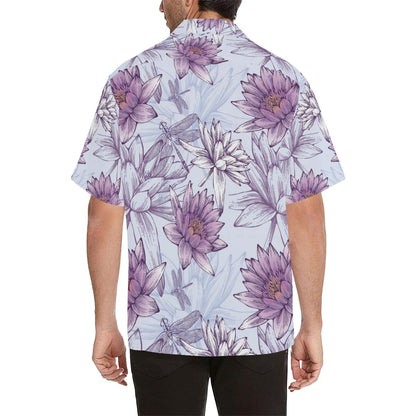 Water Lily Pattern Print Design WL01 Men Hawaiian Shirt-JorJune