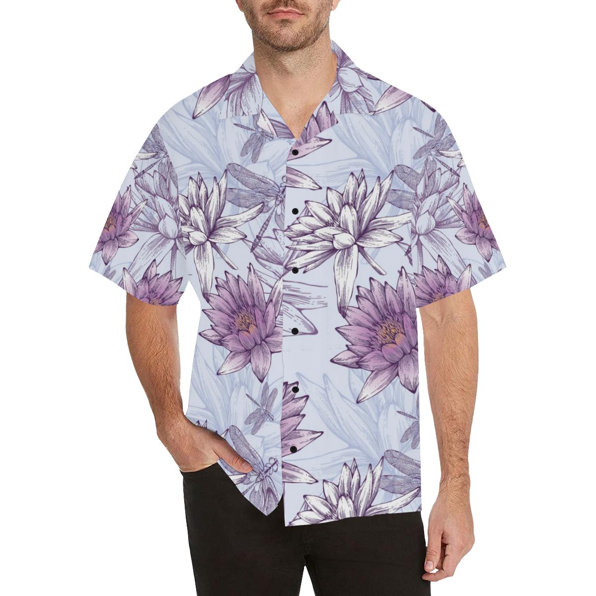Water Lily Pattern Print Design WL01 Men Hawaiian Shirt-JorJune