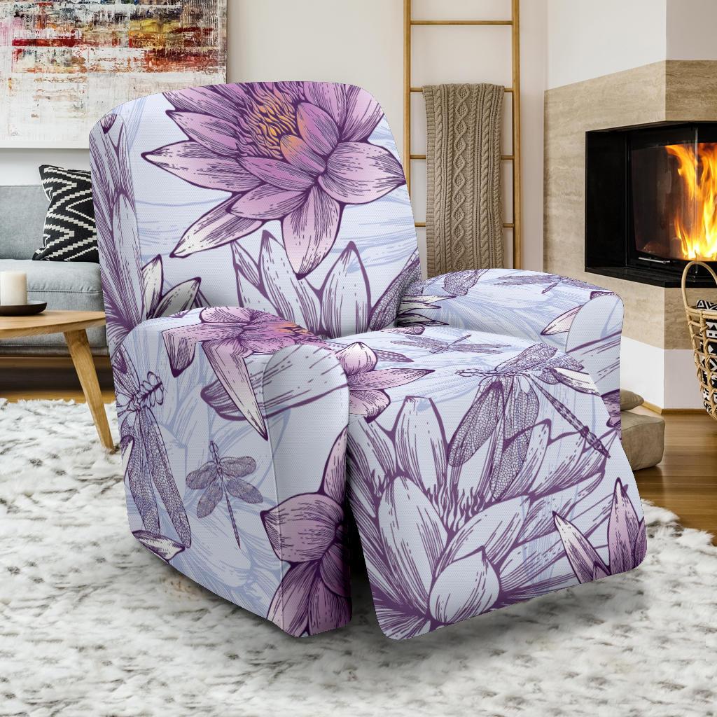 Water Lily Pattern Print Design WL01 Recliner Slipcover-JORJUNE.COM