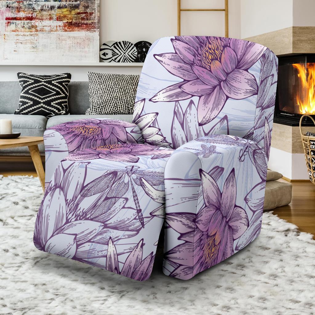 Water Lily Pattern Print Design WL01 Recliner Slipcover-JORJUNE.COM