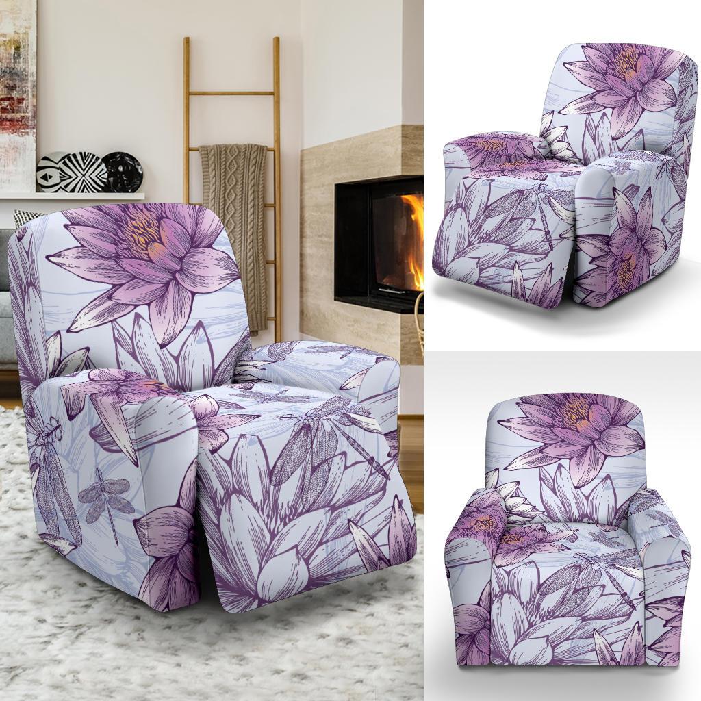 Water Lily Pattern Print Design WL01 Recliner Slipcover-JORJUNE.COM