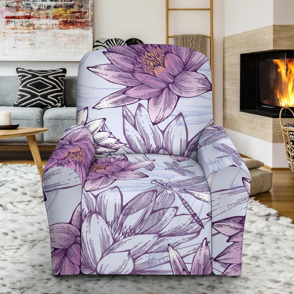 Water Lily Pattern Print Design WL01 Recliner Slipcover-JORJUNE.COM