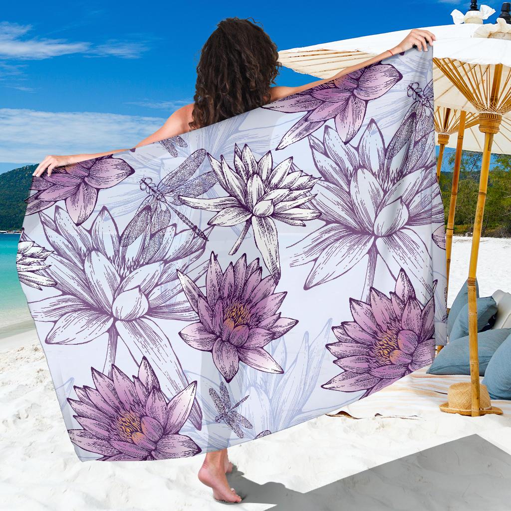 Water Lily Pattern Print Design WL01 Sarong Pareo Wrap-JORJUNE.COM