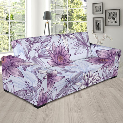 Water Lily Pattern Print Design WL01 Sofa Slipcover-JORJUNE.COM