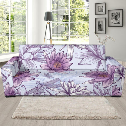 Water Lily Pattern Print Design WL01 Sofa Slipcover-JORJUNE.COM