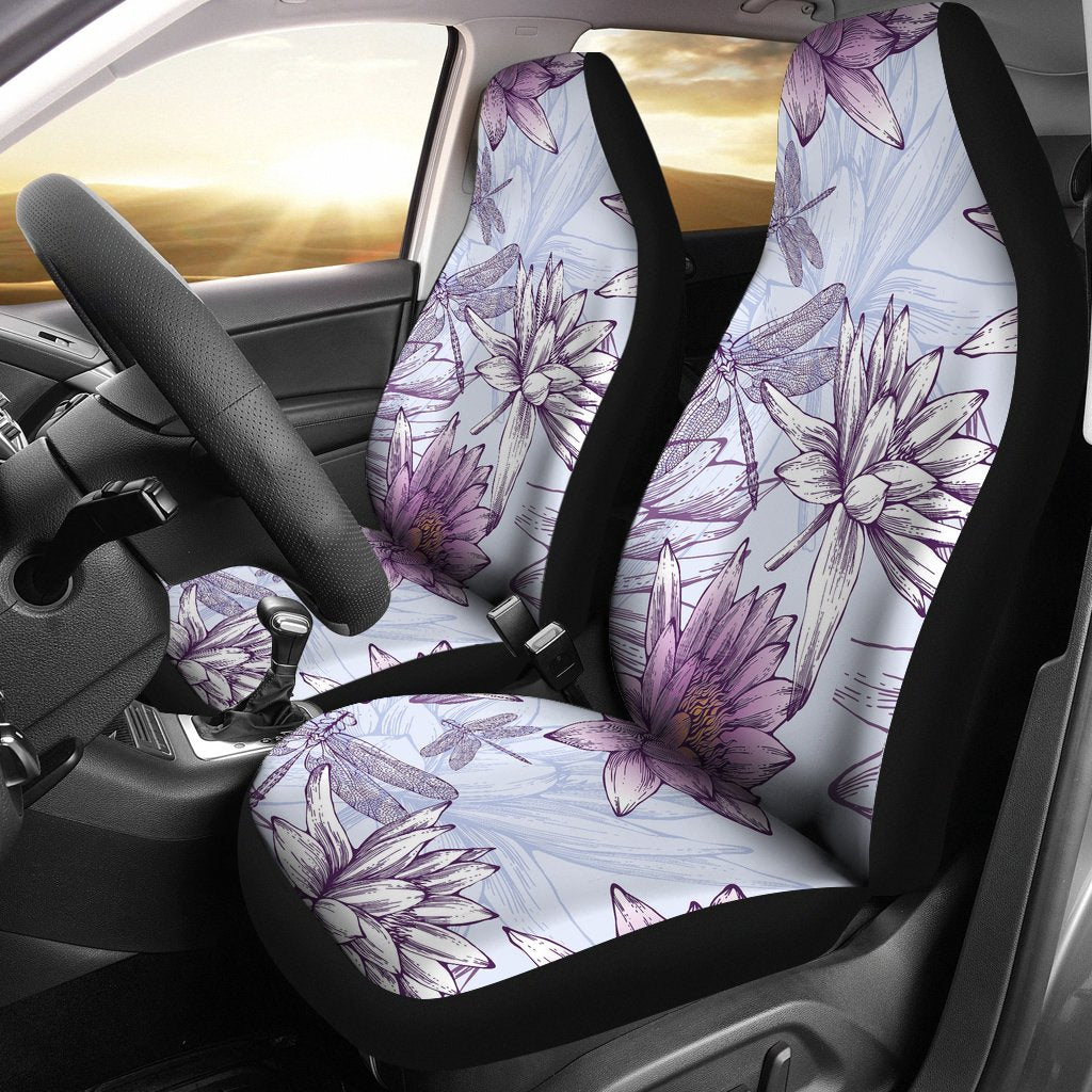 Water Lily Pattern Print Design WL01 Universal Fit Car Seat Covers-JorJune