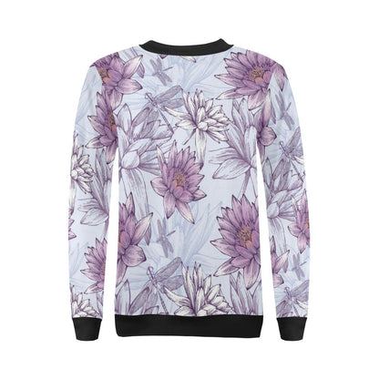 Water Lily Pattern Print Design WL01 Women Long Sleeve Sweatshirt-JorJune