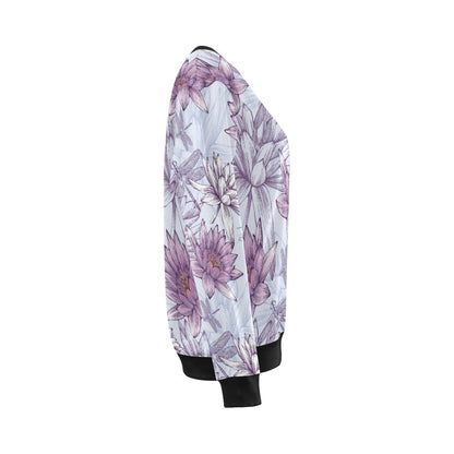 Water Lily Pattern Print Design WL01 Women Long Sleeve Sweatshirt-JorJune
