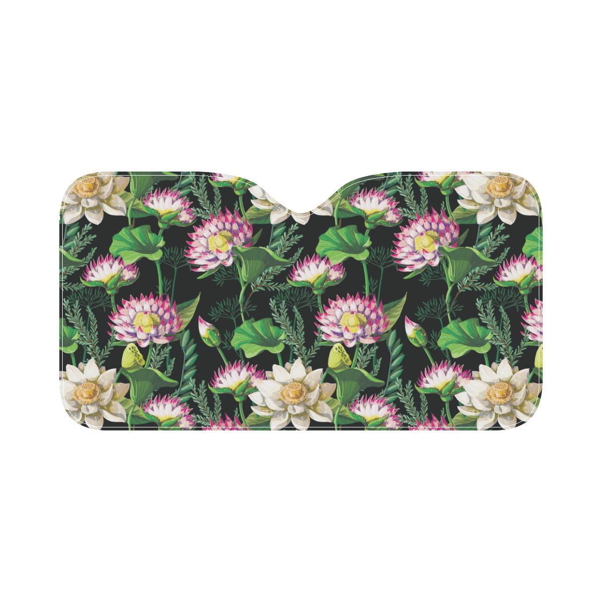 Water Lily Pattern Print Design WL010 Car Sun Shade-JorJune