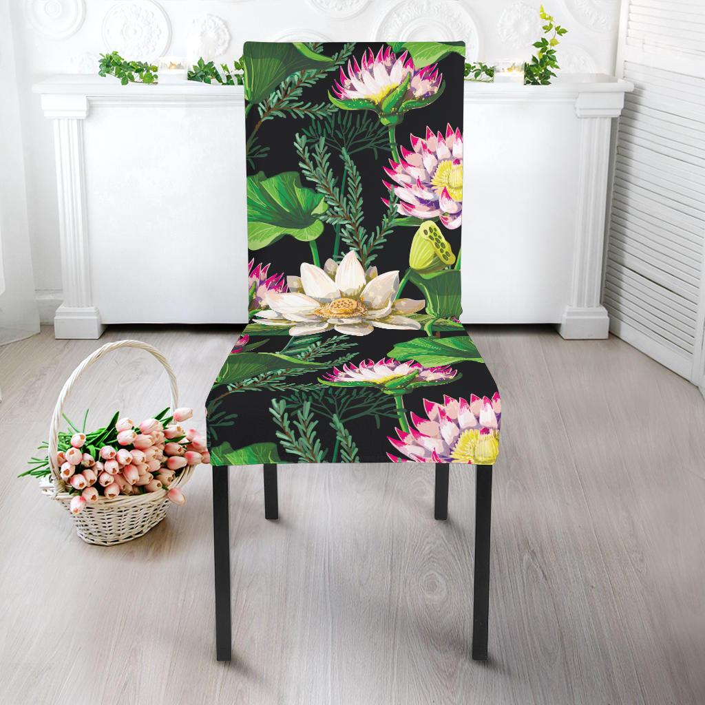 Water Lily Pattern Print Design WL010 Dining Chair Slipcover-JORJUNE.COM