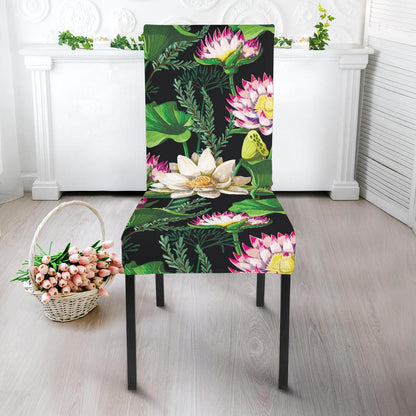 Water Lily Pattern Print Design WL010 Dining Chair Slipcover-JORJUNE.COM