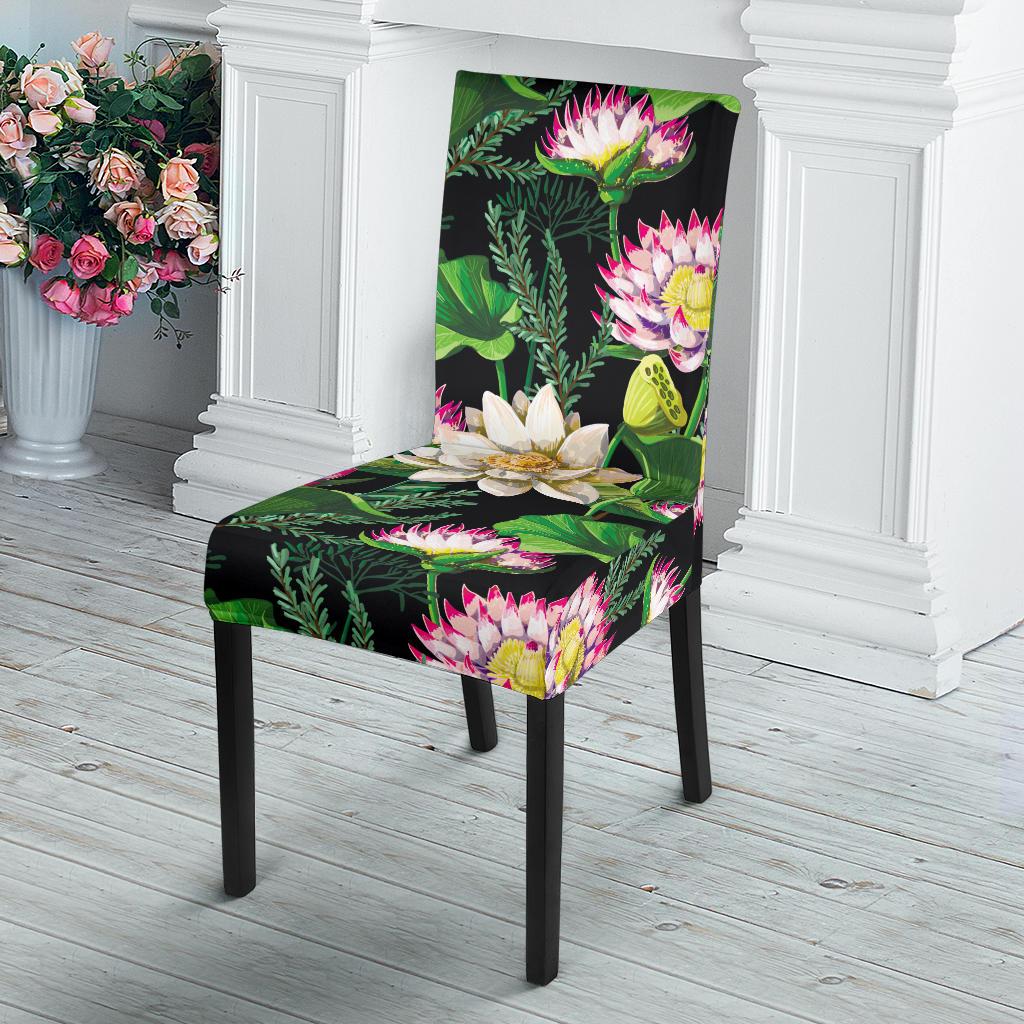 Water Lily Pattern Print Design WL010 Dining Chair Slipcover-JORJUNE.COM