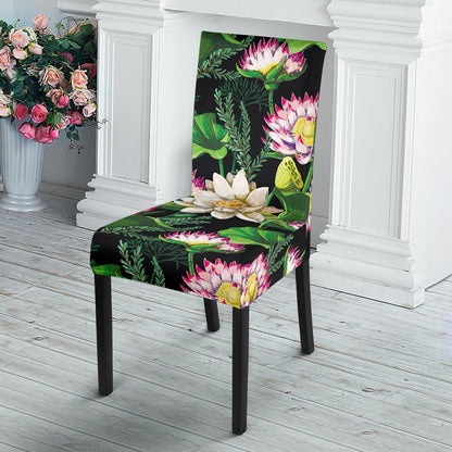 Water Lily Pattern Print Design WL010 Dining Chair Slipcover-JORJUNE.COM