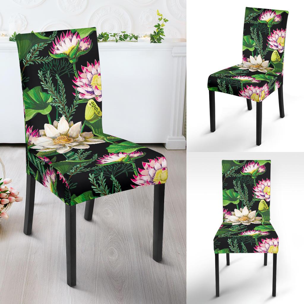 Water Lily Pattern Print Design WL010 Dining Chair Slipcover-JORJUNE.COM