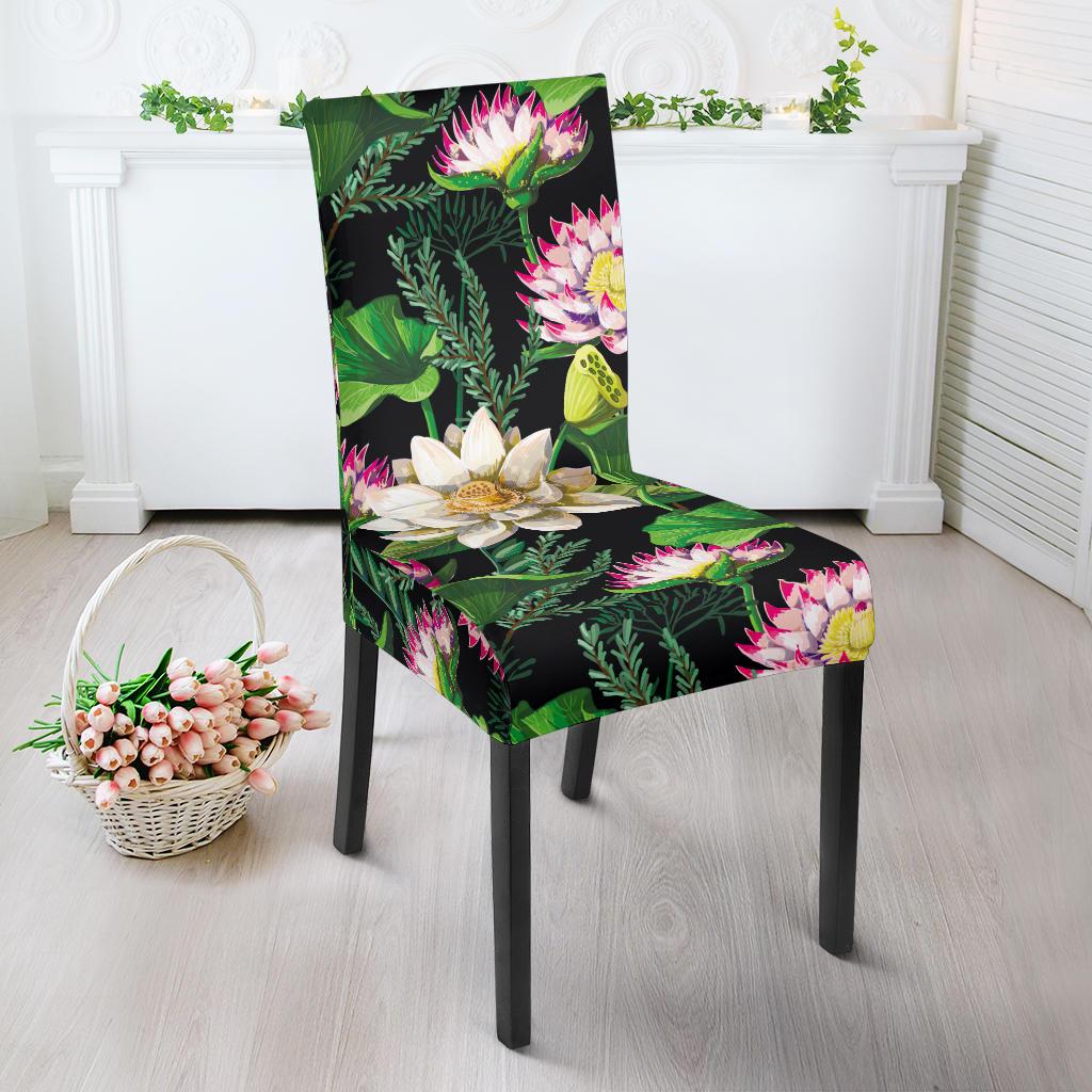 Water Lily Pattern Print Design WL010 Dining Chair Slipcover-JORJUNE.COM