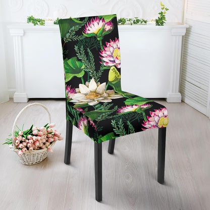 Water Lily Pattern Print Design WL010 Dining Chair Slipcover-JORJUNE.COM