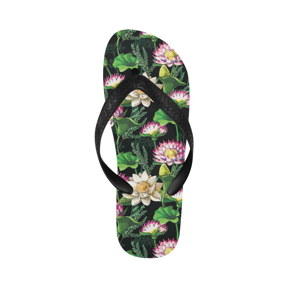 Water Lily Pattern Print Design WL010 Flip Flops-JorJune