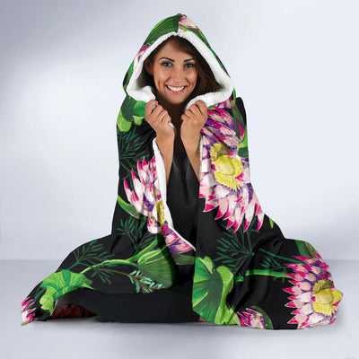 Water Lily Pattern Print Design WL010 Hooded Blanket-JORJUNE.COM