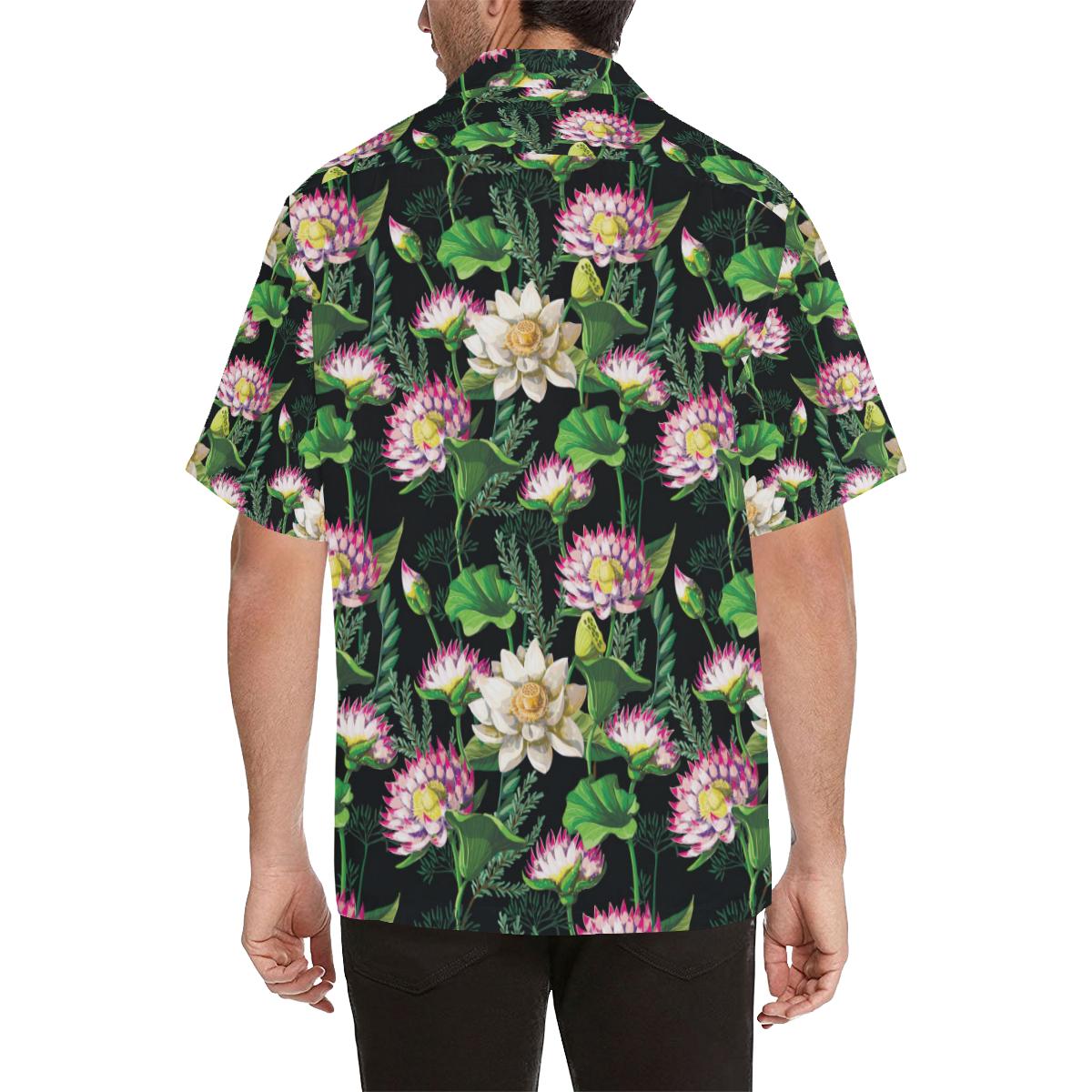 Water Lily Pattern Print Design WL010 Men Hawaiian Shirt-JorJune