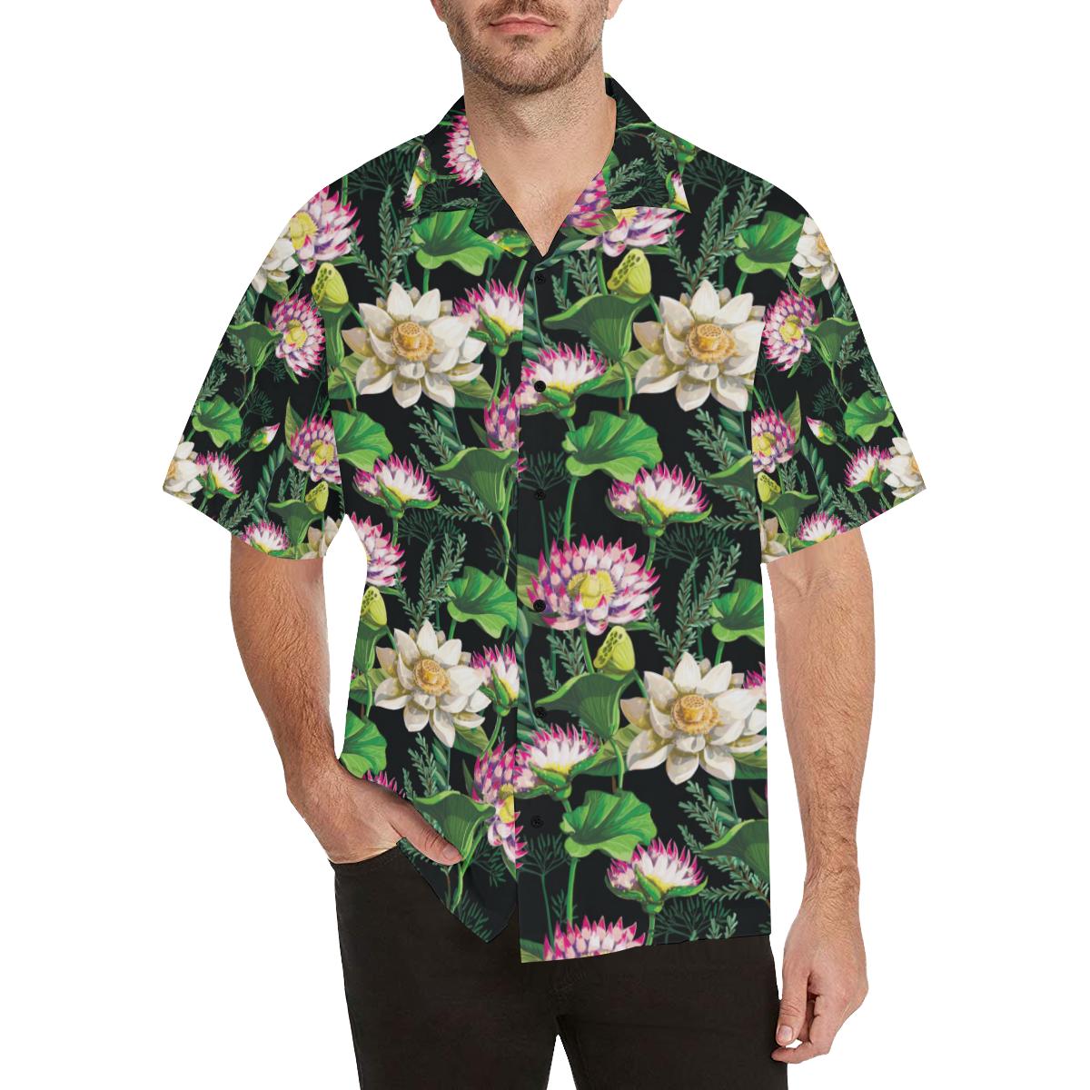 Water Lily Pattern Print Design WL010 Men Hawaiian Shirt-JorJune