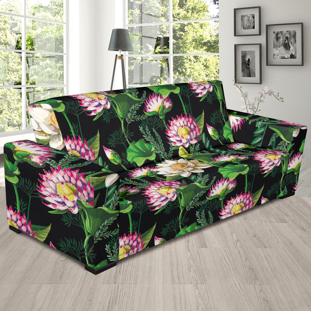 Water Lily Pattern Print Design WL010 Sofa Slipcover-JORJUNE.COM