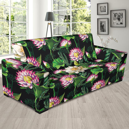 Water Lily Pattern Print Design WL010 Sofa Slipcover-JORJUNE.COM