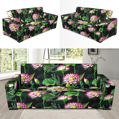 Water Lily Pattern Print Design WL010 Sofa Slipcover-JORJUNE.COM