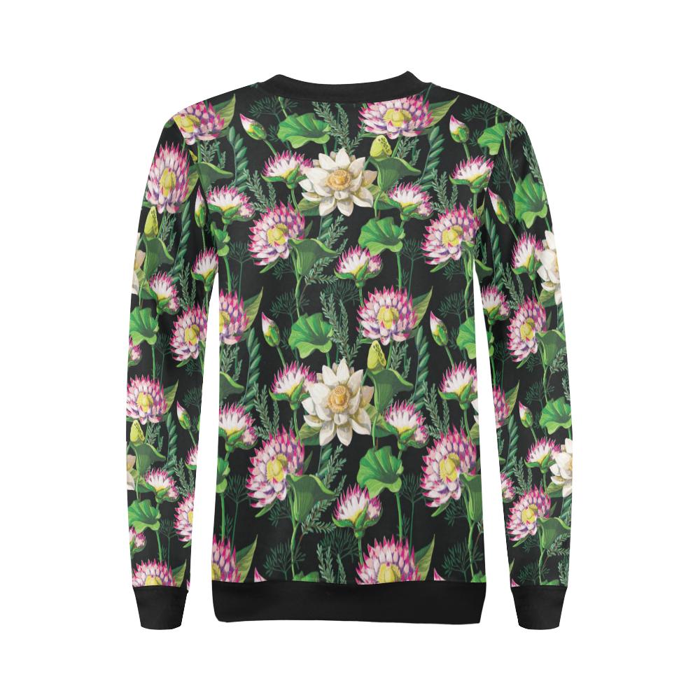 Water Lily Pattern Print Design WL010 Women Long Sleeve Sweatshirt-JorJune