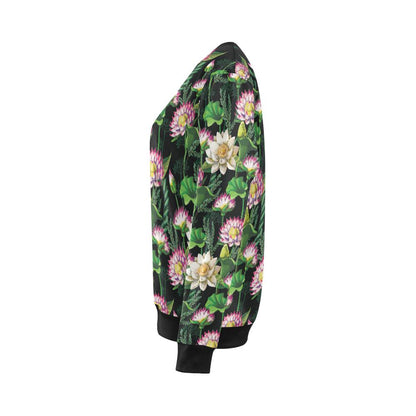 Water Lily Pattern Print Design WL010 Women Long Sleeve Sweatshirt-JorJune