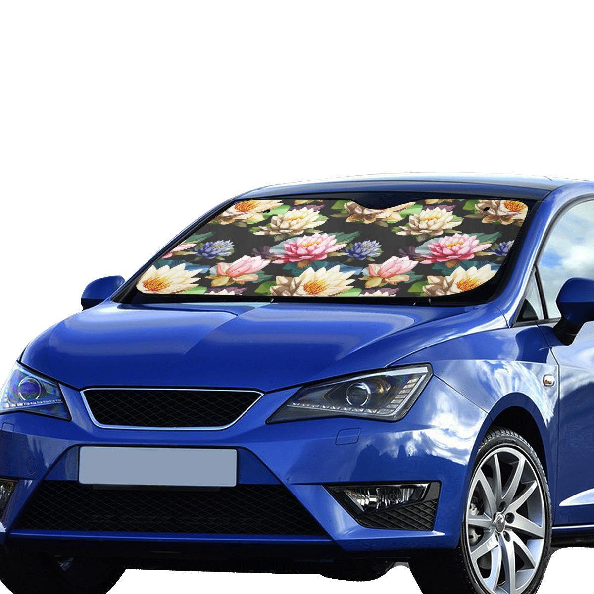 Water Lily Pattern Print Design WL02 Car Sun Shade-JorJune