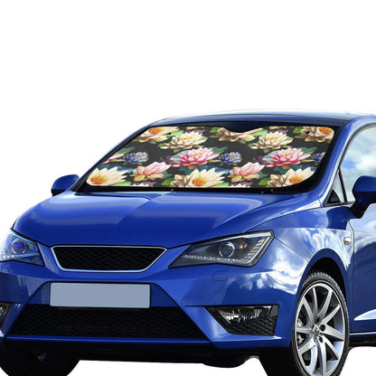 Water Lily Pattern Print Design WL02 Car Sun Shade-JorJune
